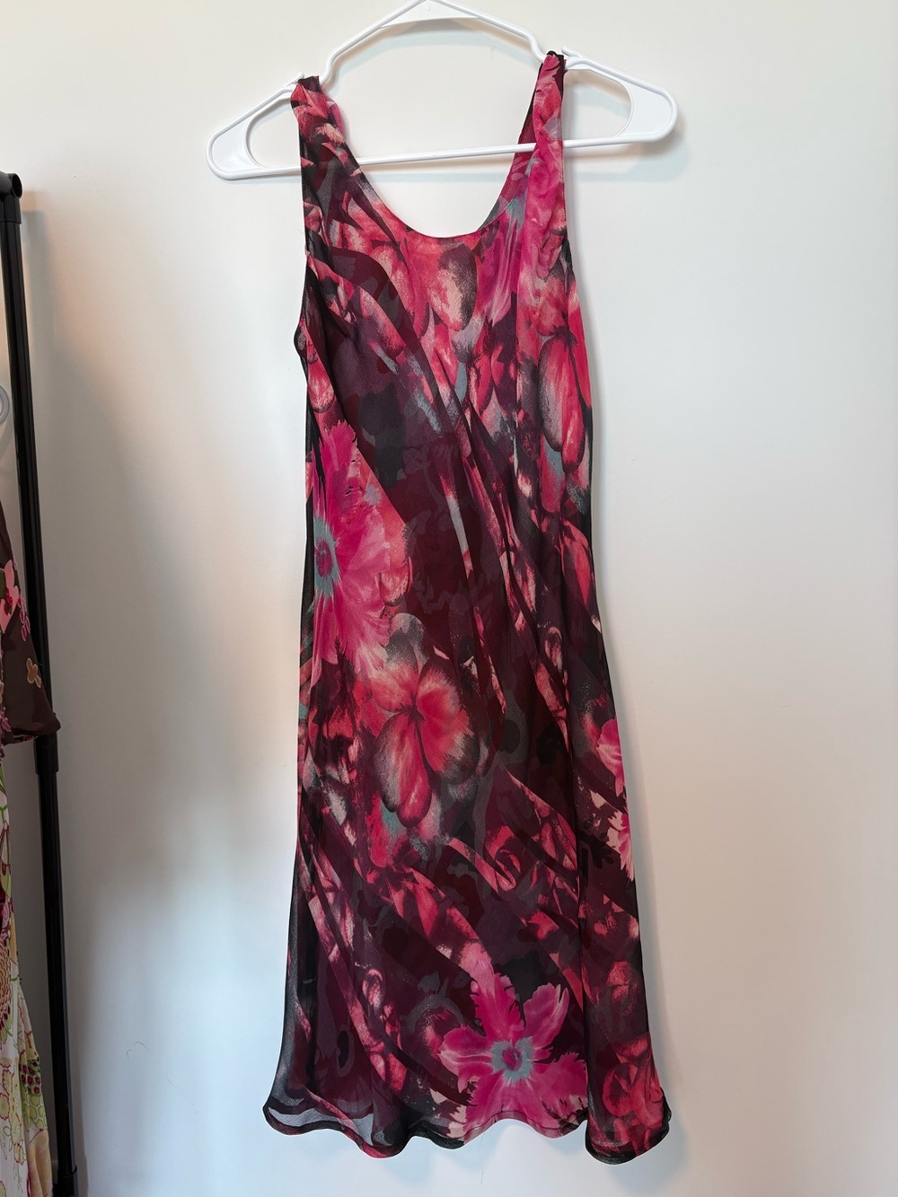 Floral Pink & Burgundy Sleeveless Slip Dress